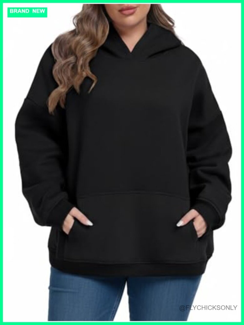 Plus Size Fleece Lined Hoodie Oversized Sweatshirt Kangaroo Pocket